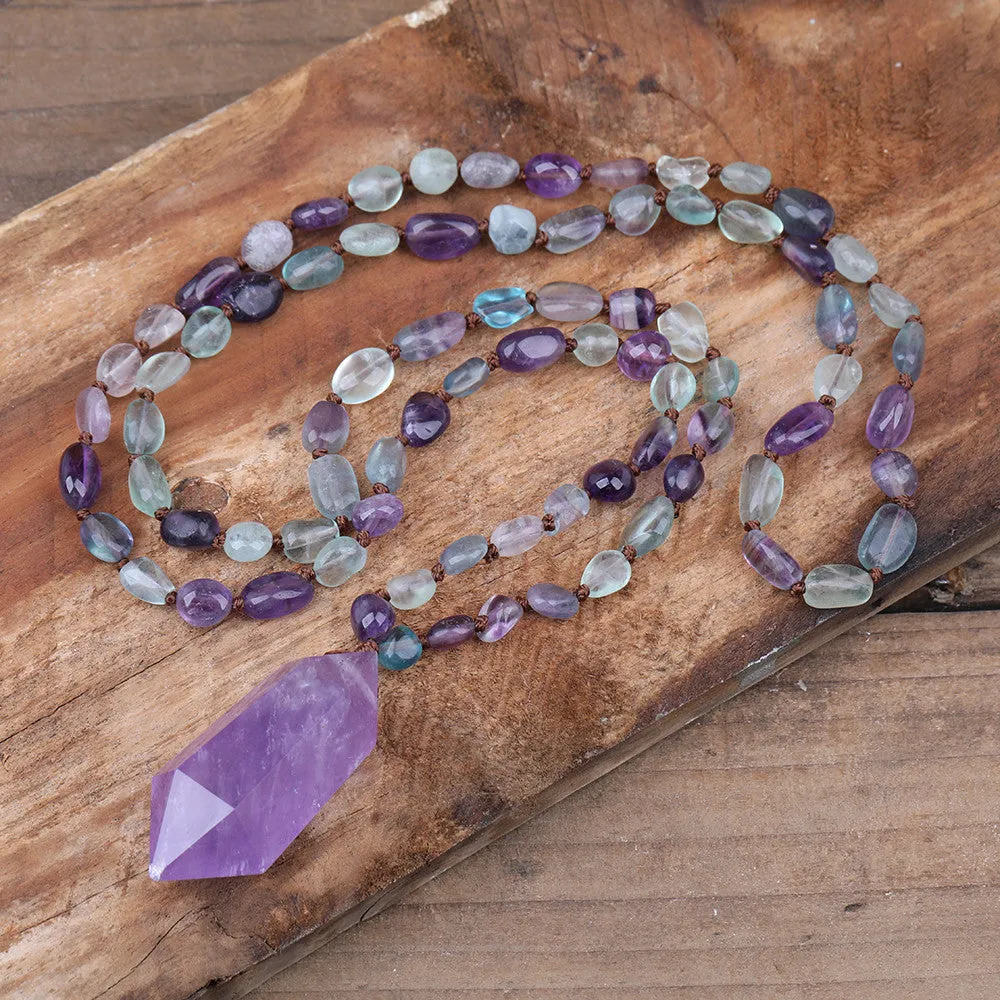 Fashionable Natural Rainbow Fluorite Bead Necklace