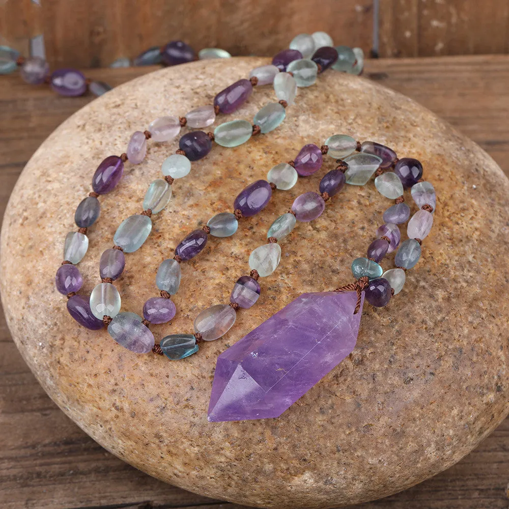 Fashionable Natural Rainbow Fluorite Bead Necklace