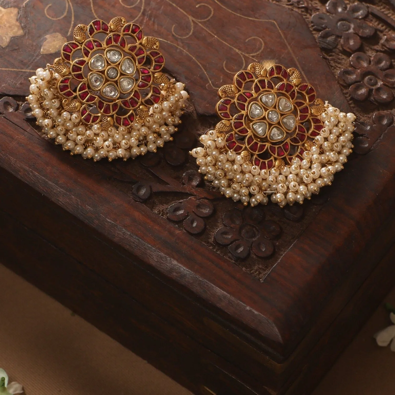 Fulia Jadau Silver Earrings