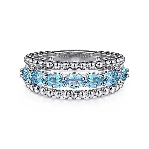 Gabriel & Co. Swiss Blue Topaz Bujukan Ring in Sterling Silver