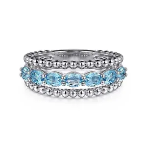 Gabriel & Co. Swiss Blue Topaz Bujukan Ring in Sterling Silver