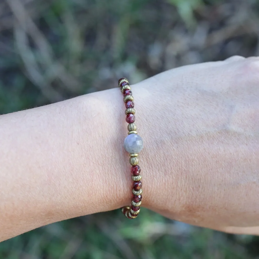 Garnet and Labradorite Delicate Bracelet