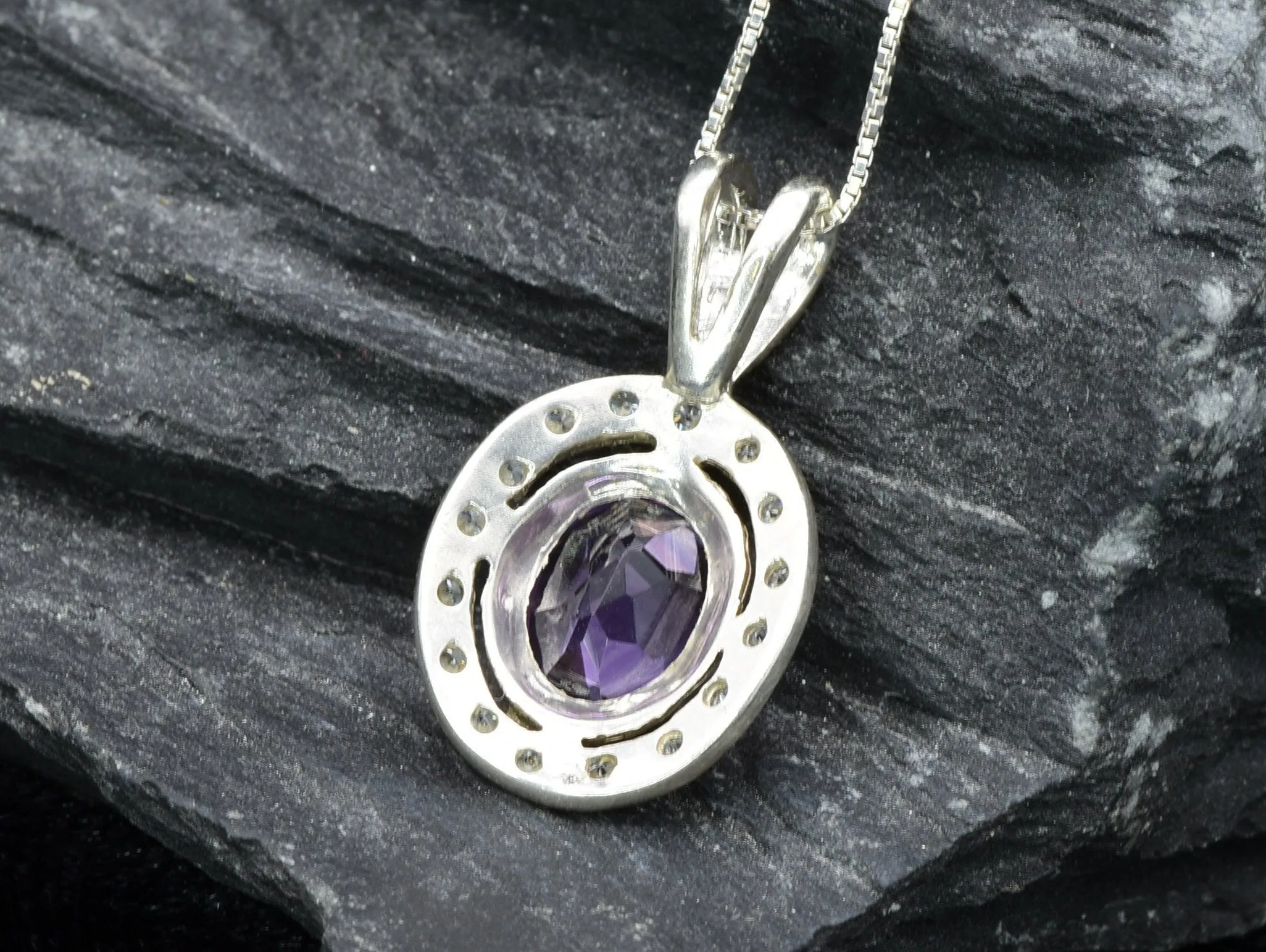 Genuine Amethyst Necklace - Purple Victorian Pendant, February Birthstone Necklace