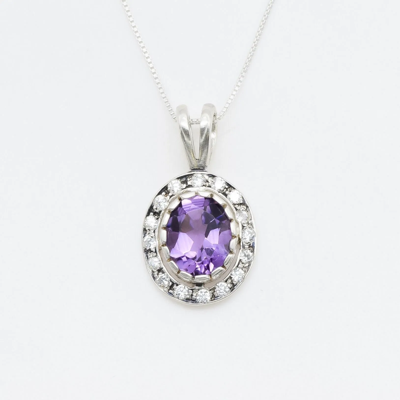 Genuine Amethyst Necklace - Purple Victorian Pendant, February Birthstone Necklace