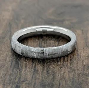 Gibeon Meteorite Wedding Band with Cobalt Chrome Sleeve - 4mm Authentic Genuine Gibeon Meteorite Ring