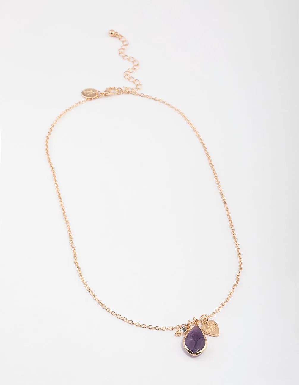 Gold Amethyst Charm Necklace