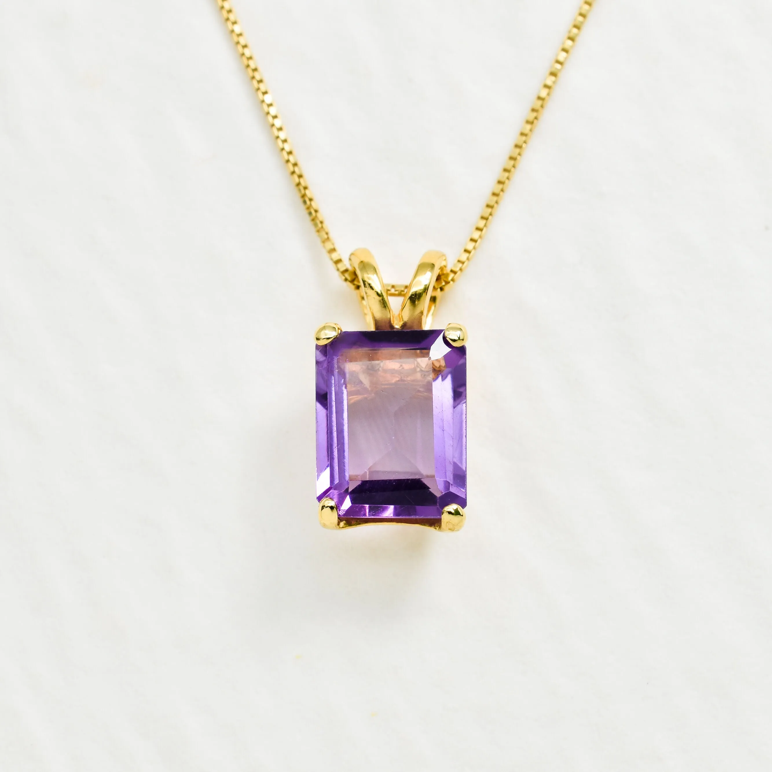 Gold Amethyst Pendant - Natural Amethyst Necklace - Purple Gold Pendant