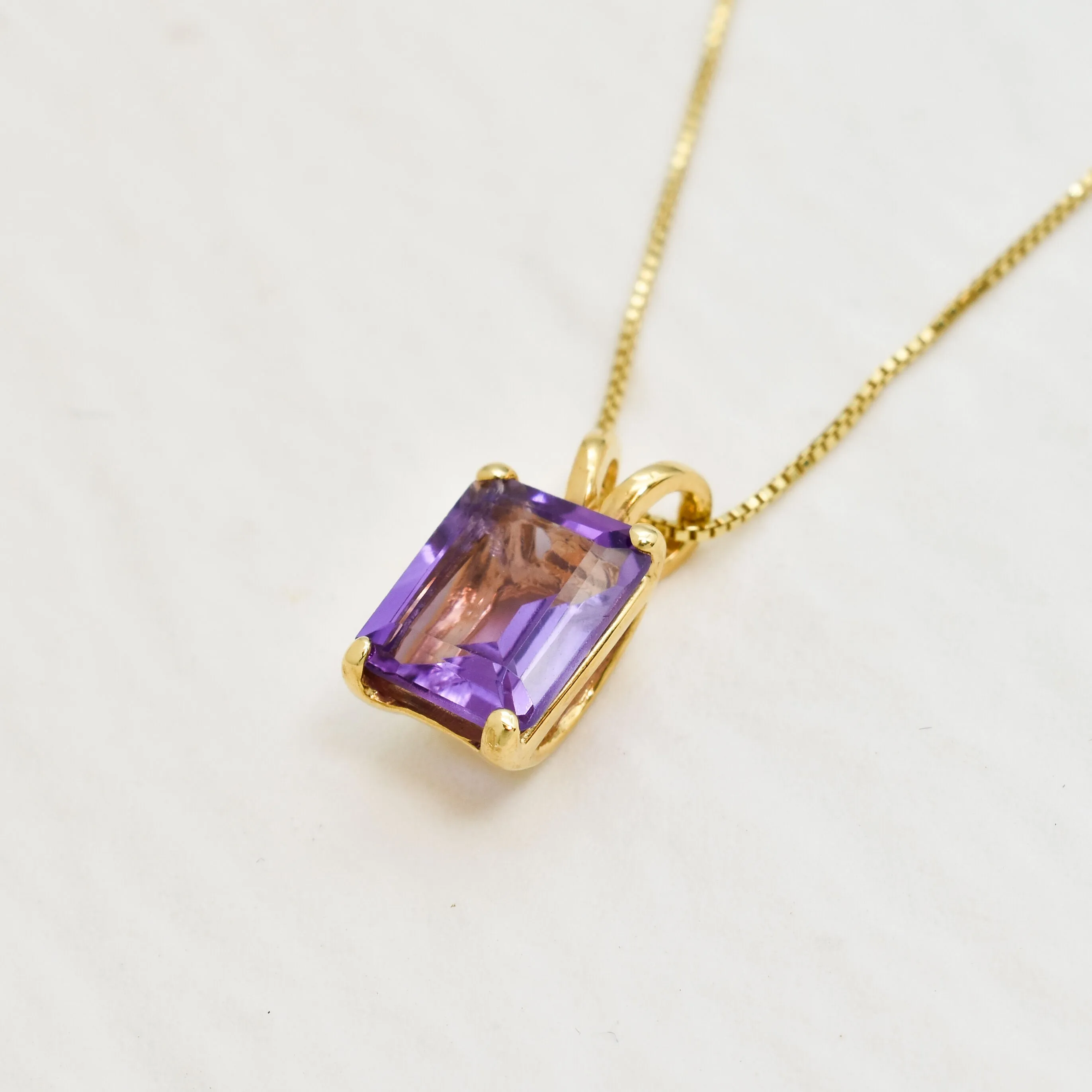 Gold Amethyst Pendant - Natural Amethyst Necklace - Purple Gold Pendant