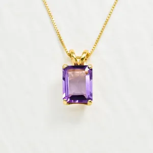 Gold Amethyst Pendant - Natural Amethyst Necklace - Purple Gold Pendant