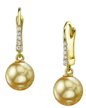 Golden South Sea Pearl & Diamond Equinox Dangle Earrings