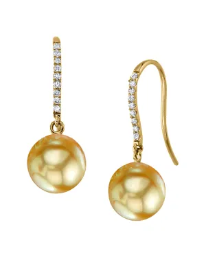 Golden South Sea Pearl & Diamond Phoenix Dangle Earrings