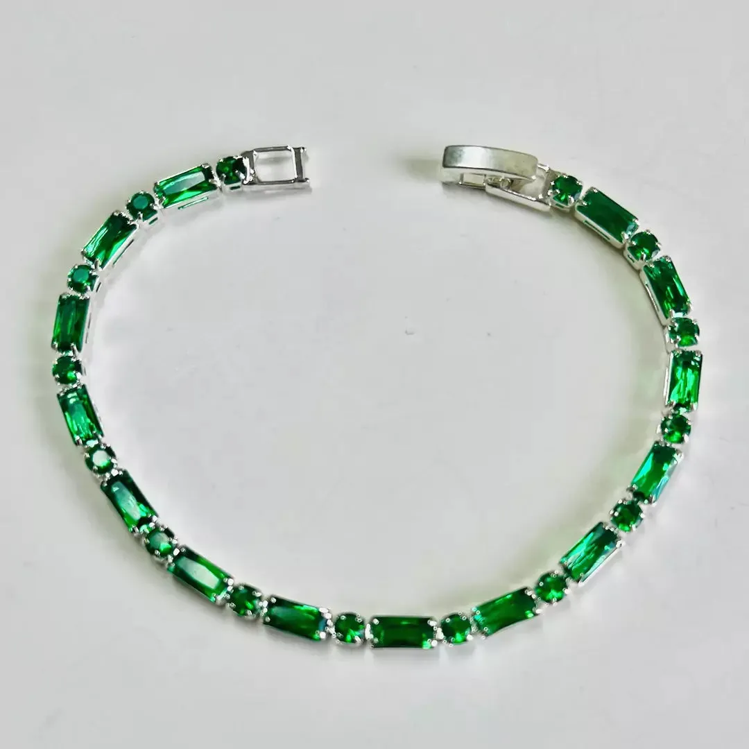 Green Cubic Zirconia Tennis Bracelet