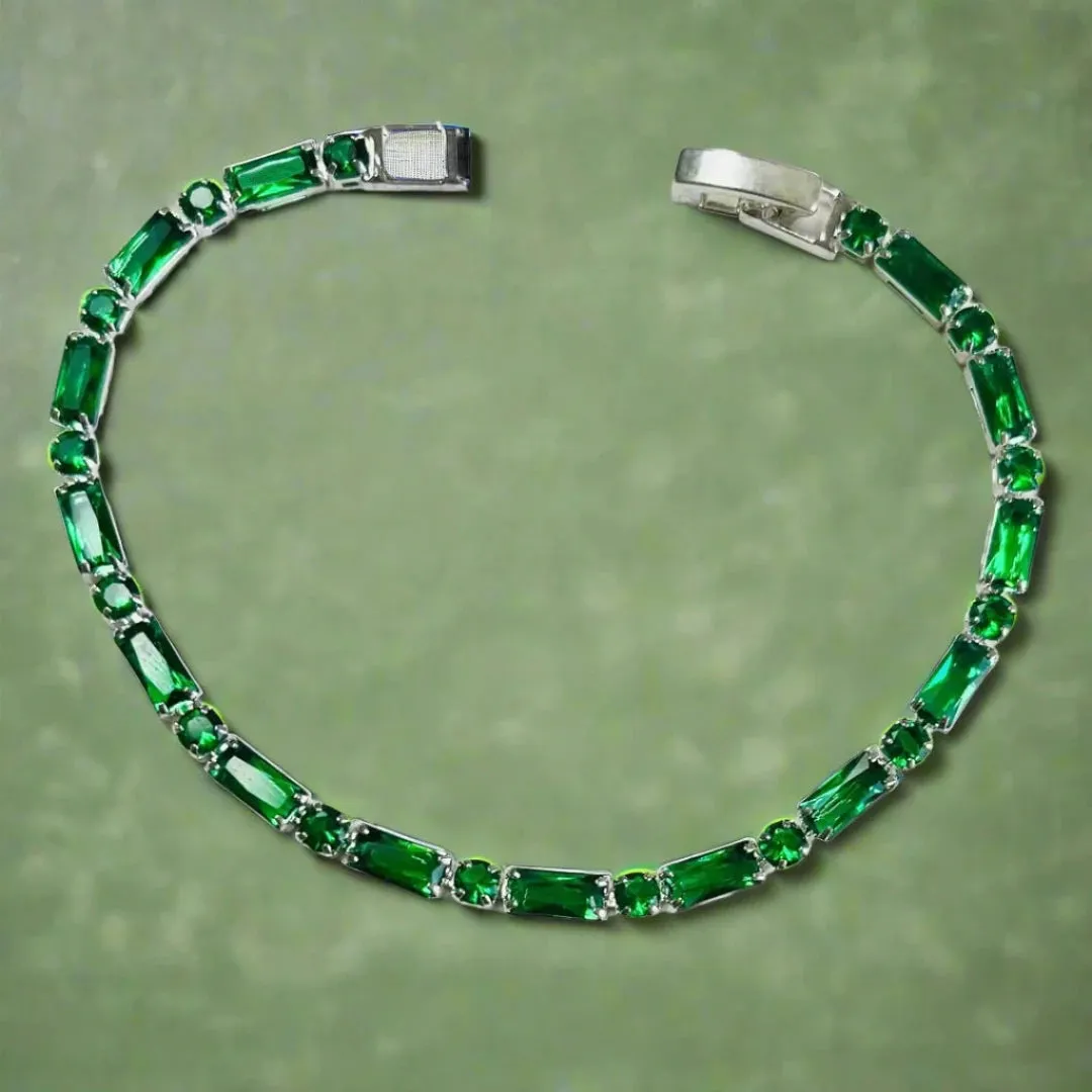 Green Cubic Zirconia Tennis Bracelet