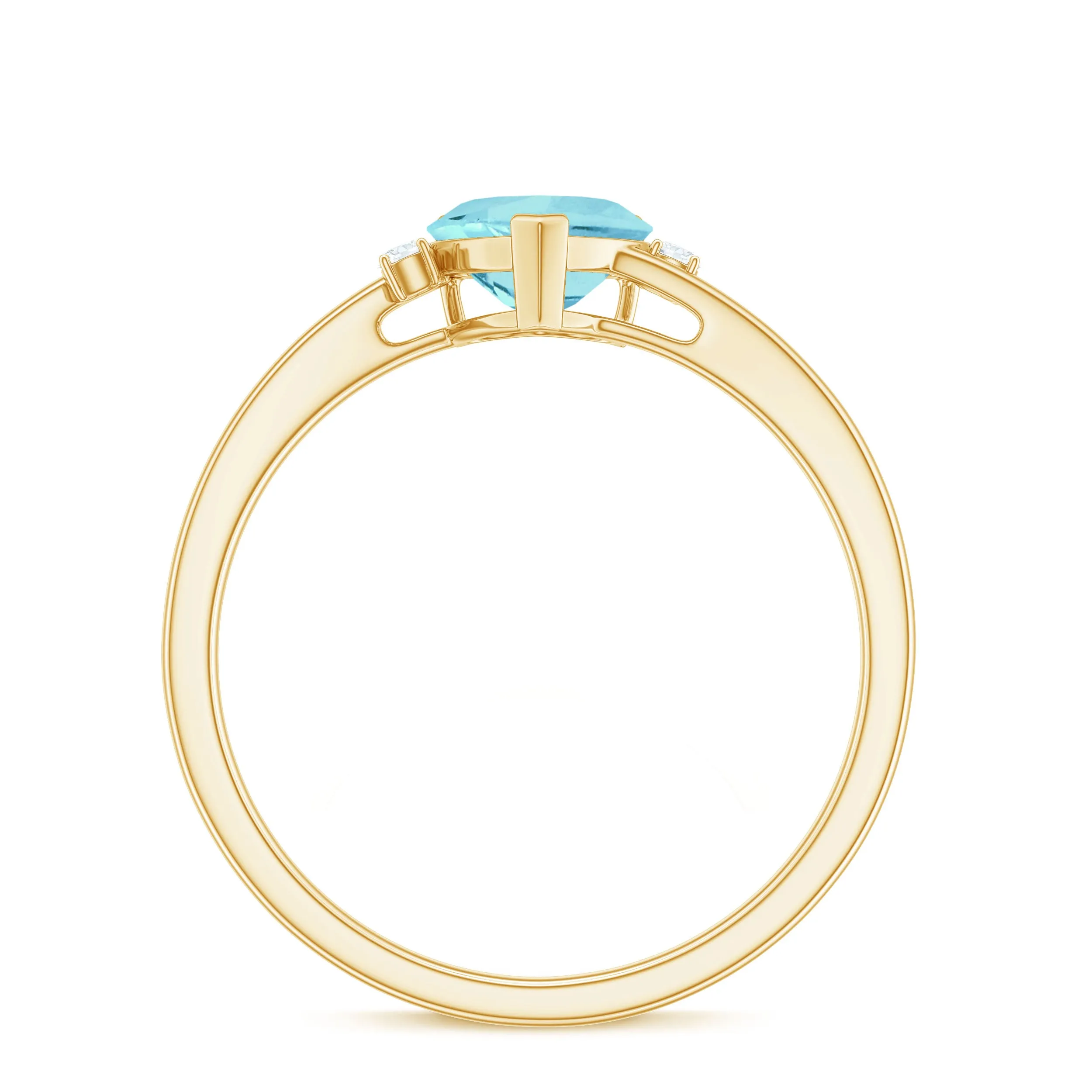 Heart Shape Sky Blue Topaz Solitaire Promise Ring with Diamond