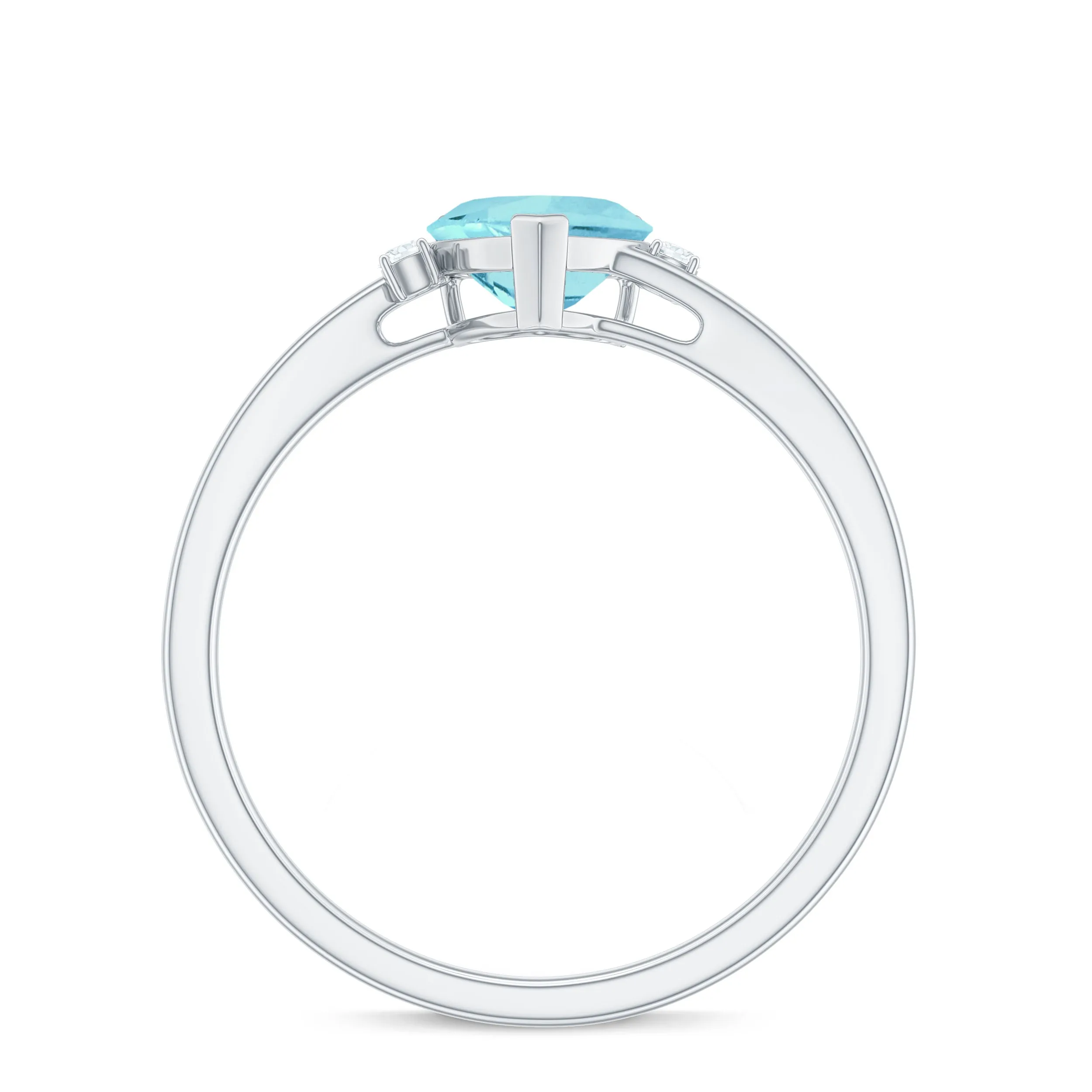 Heart Shape Sky Blue Topaz Solitaire Promise Ring with Diamond