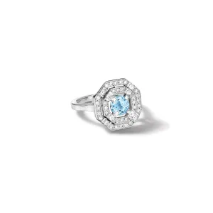 Heloise Engagement Ring 18ct White Gold - Aquamarine & Diamond