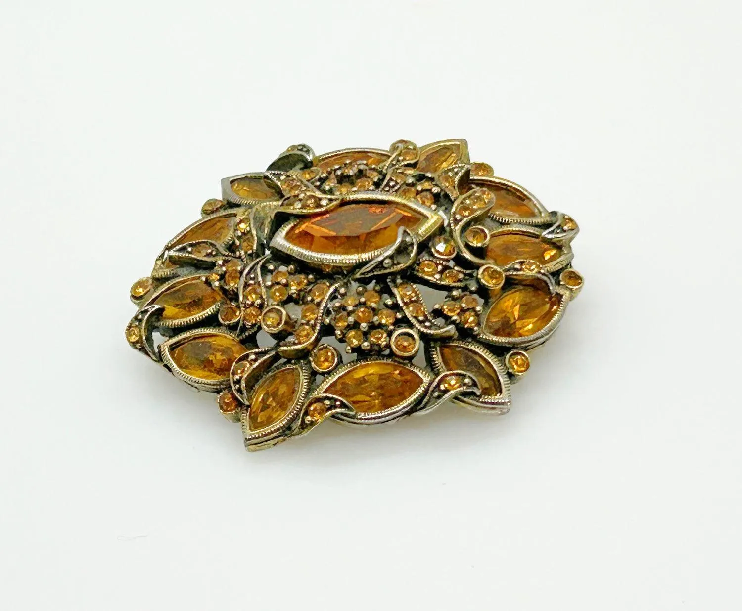 Hollycraft 1950 Golden Rhinestone Vintage Brooch