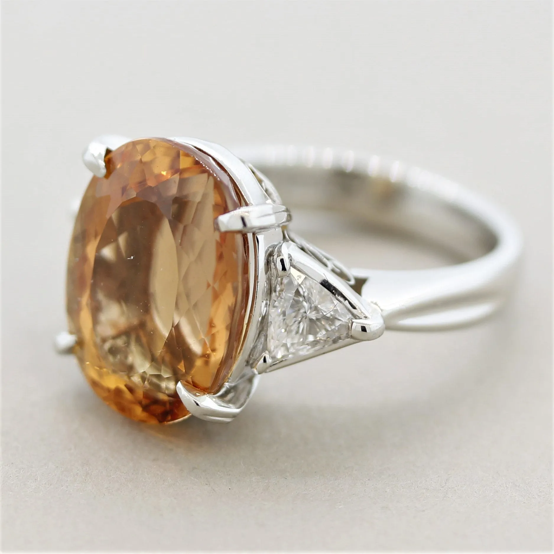 Imperial Topaz Diamond 3-Stone Platinum Ring