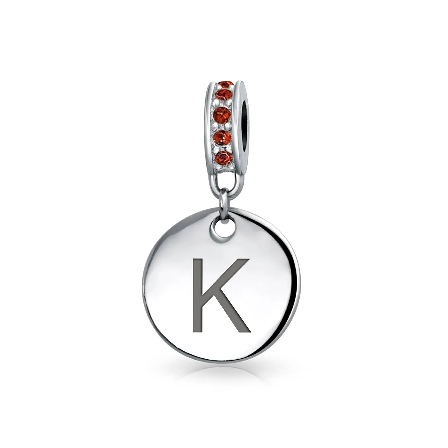 Initial Alphabet Bead Charm A-Z Monogram Red Crystal Dangle for European Bracelet