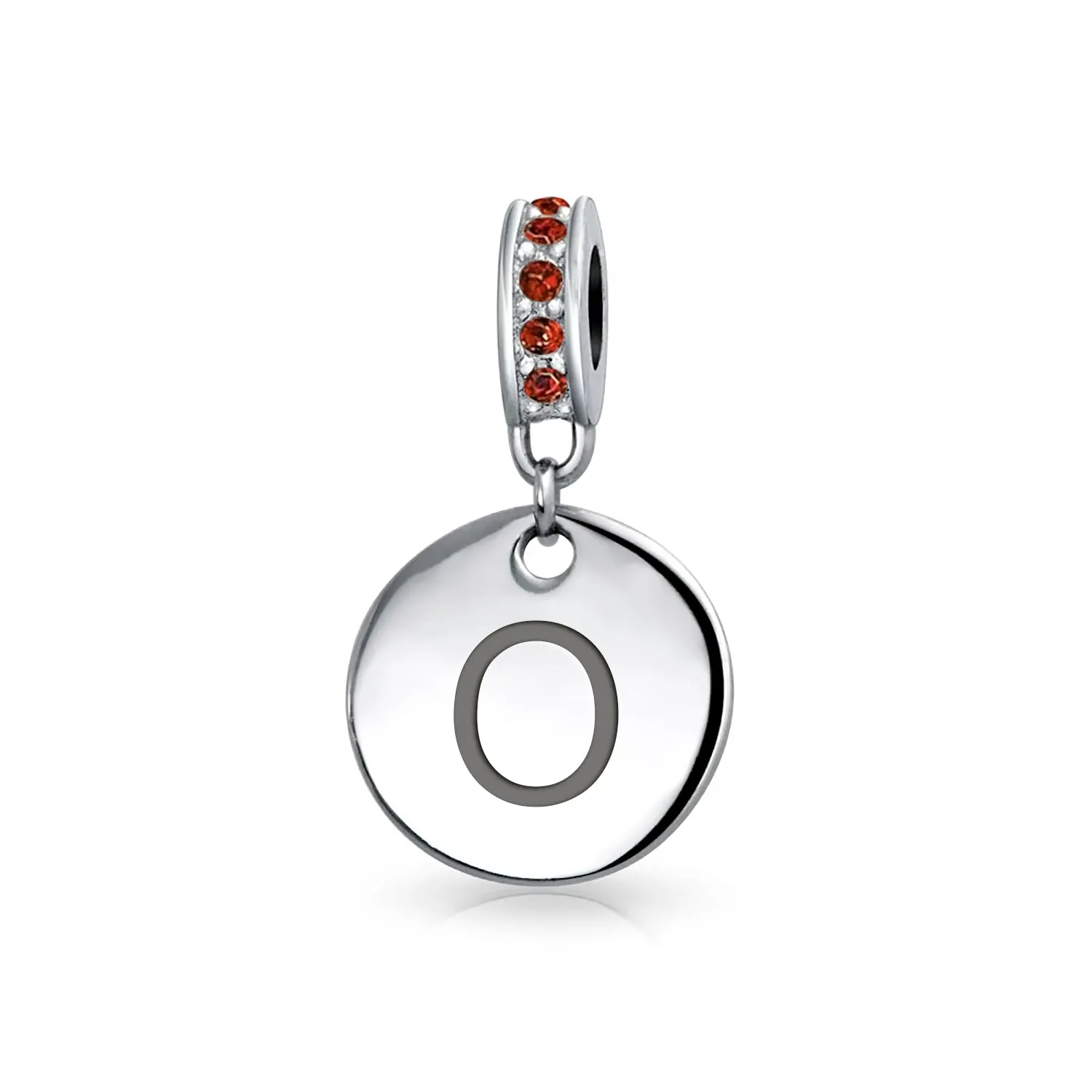 Initial Alphabet Bead Charm A-Z Monogram Red Crystal Dangle for European Bracelet