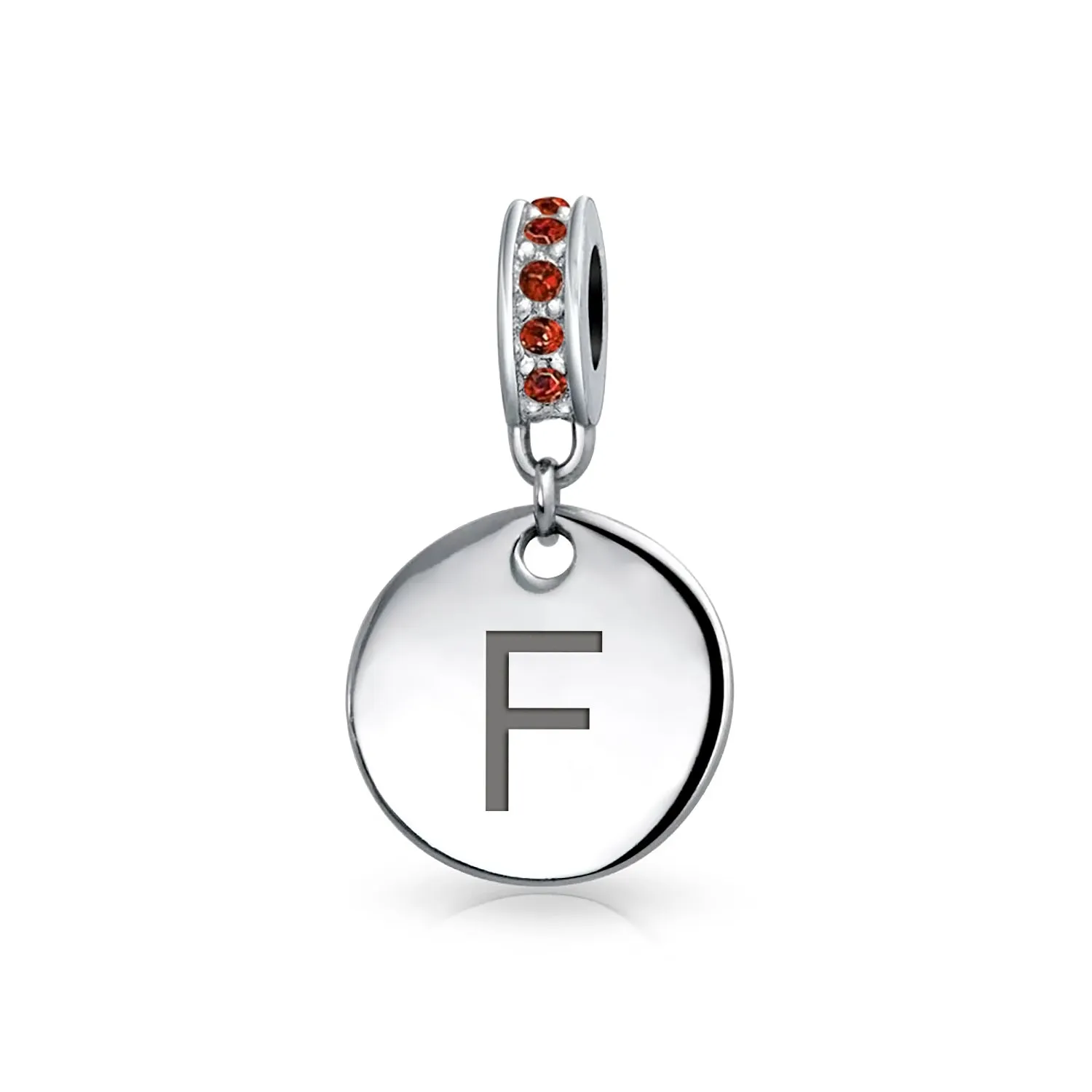 Initial Alphabet Bead Charm A-Z Monogram Red Crystal Dangle for European Bracelet