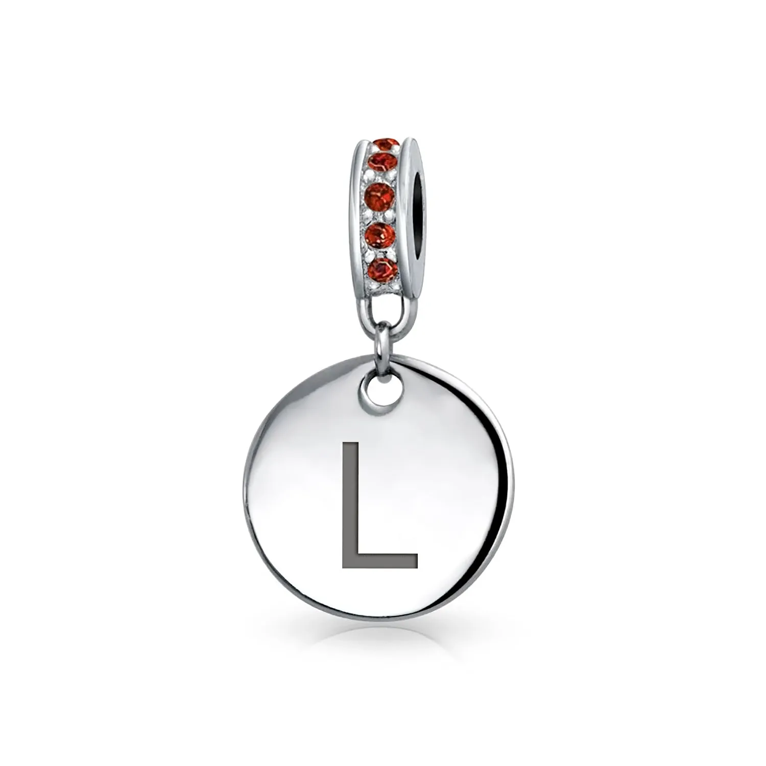 Initial Alphabet Bead Charm A-Z Monogram Red Crystal Dangle for European Bracelet