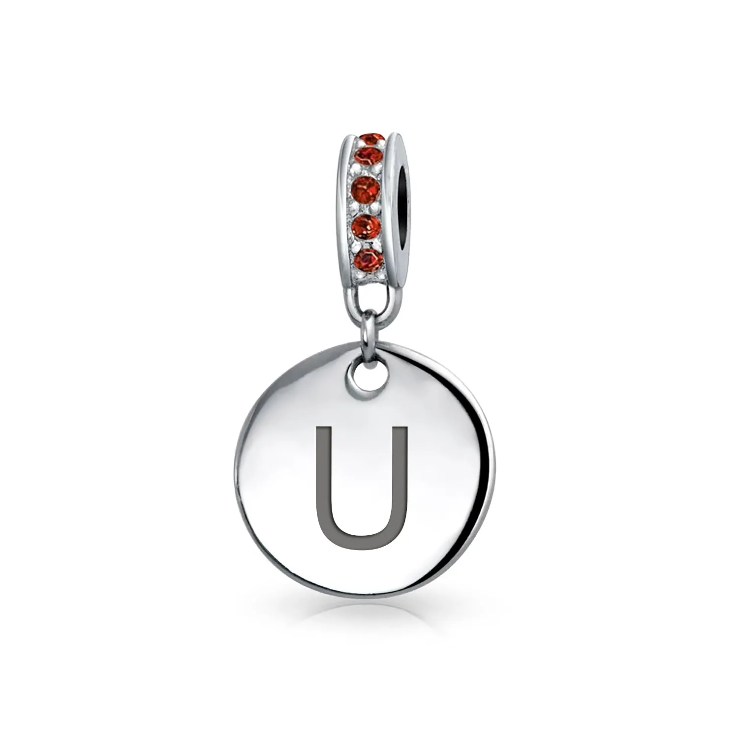 Initial Alphabet Bead Charm A-Z Monogram Red Crystal Dangle for European Bracelet