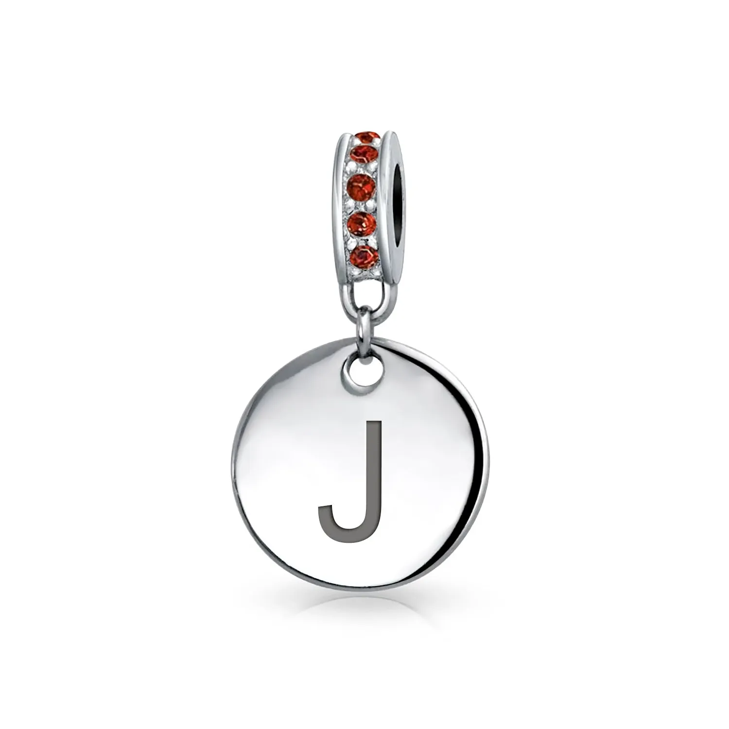 Initial Alphabet Bead Charm A-Z Monogram Red Crystal Dangle for European Bracelet