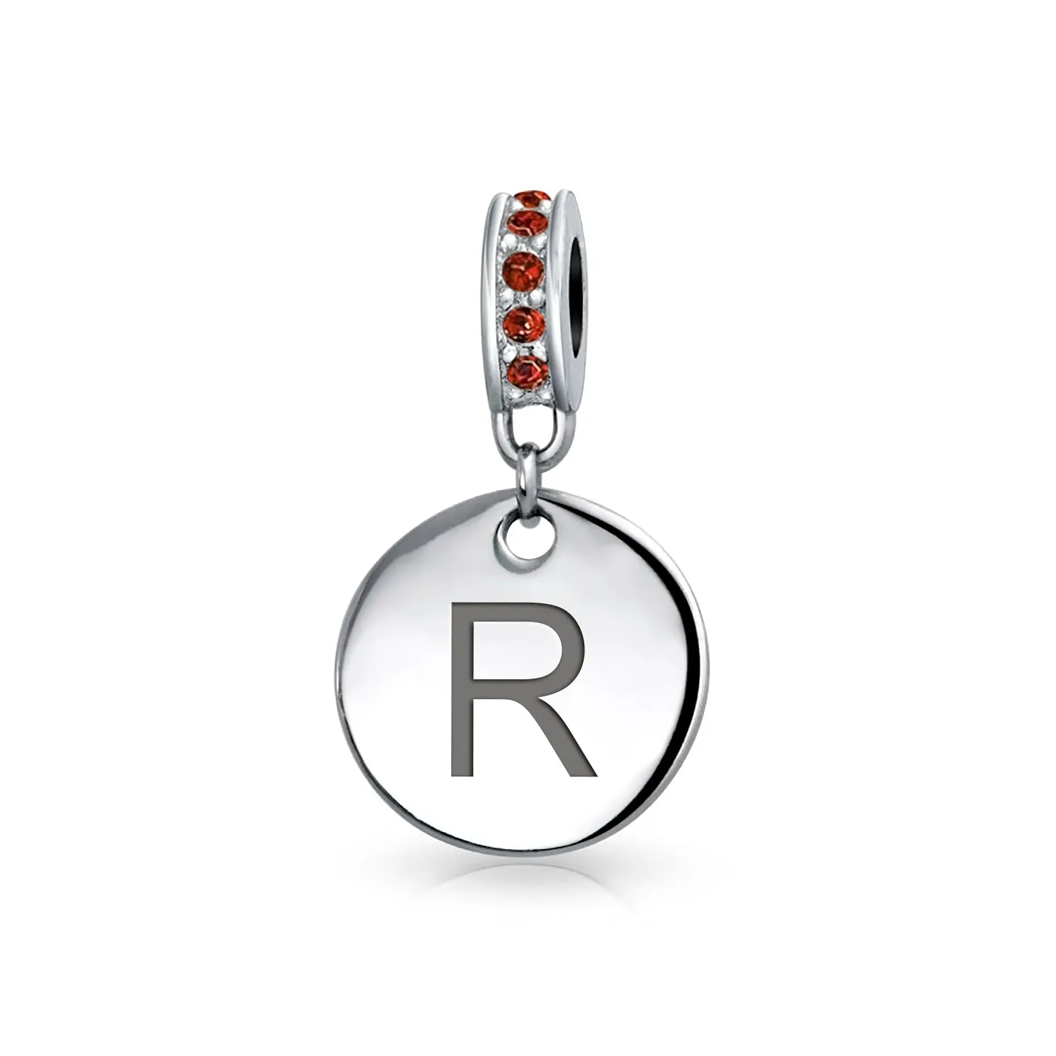 Initial Alphabet Bead Charm A-Z Monogram Red Crystal Dangle for European Bracelet