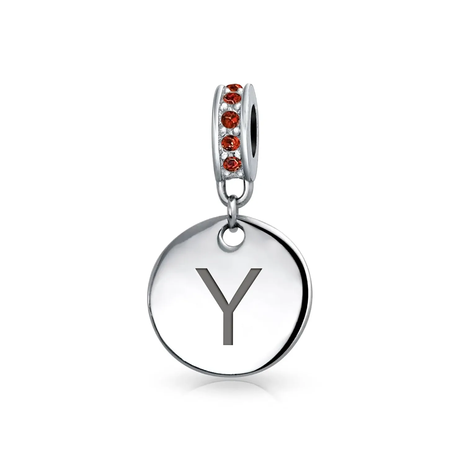 Initial Alphabet Bead Charm A-Z Monogram Red Crystal Dangle for European Bracelet