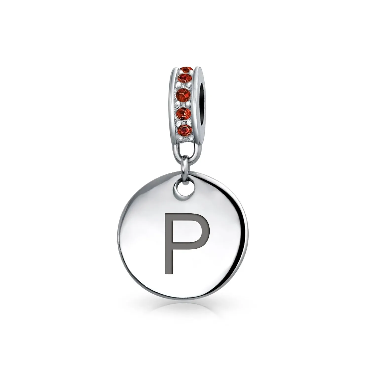 Initial Alphabet Bead Charm A-Z Monogram Red Crystal Dangle for European Bracelet