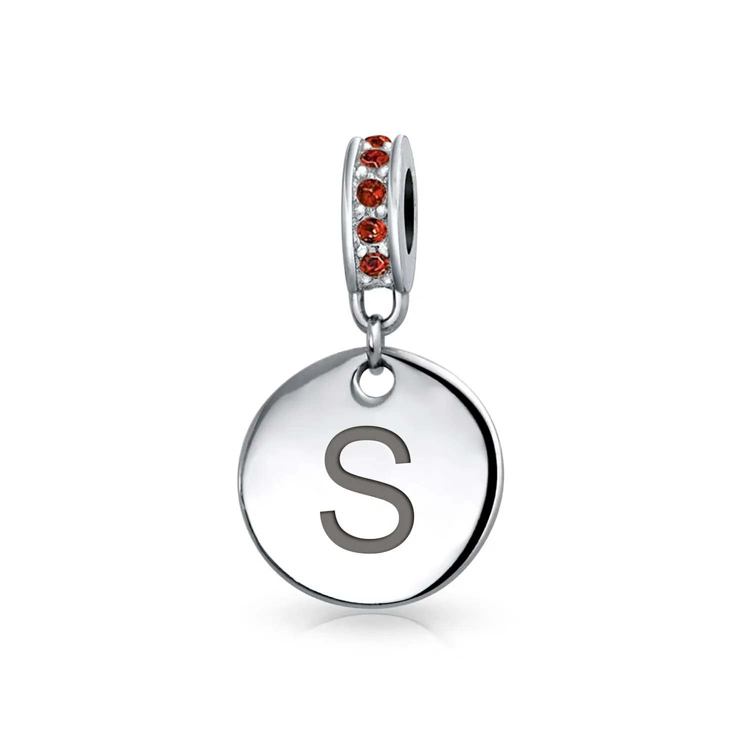 Initial Alphabet Bead Charm A-Z Monogram Red Crystal Dangle for European Bracelet