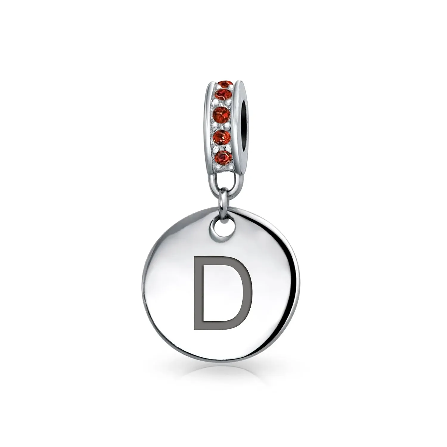 Initial Alphabet Bead Charm A-Z Monogram Red Crystal Dangle for European Bracelet