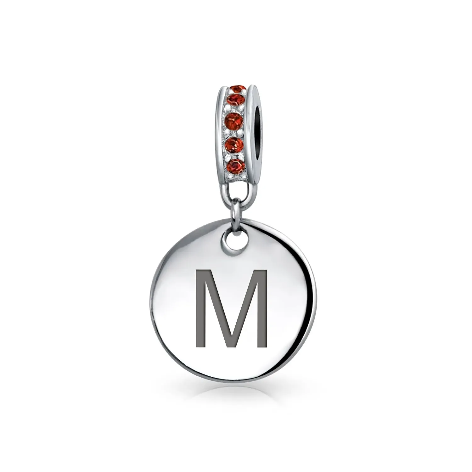 Initial Alphabet Bead Charm A-Z Monogram Red Crystal Dangle for European Bracelet