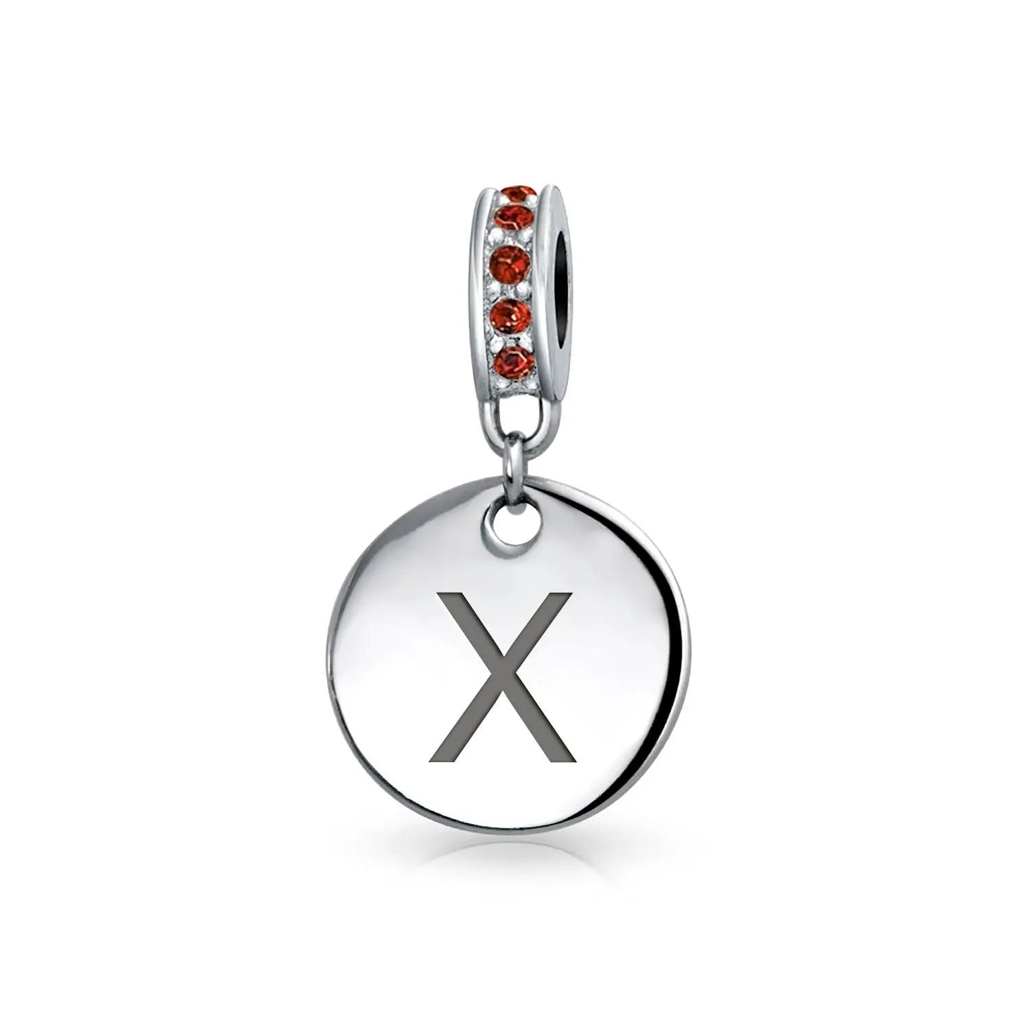 Initial Alphabet Bead Charm A-Z Monogram Red Crystal Dangle for European Bracelet