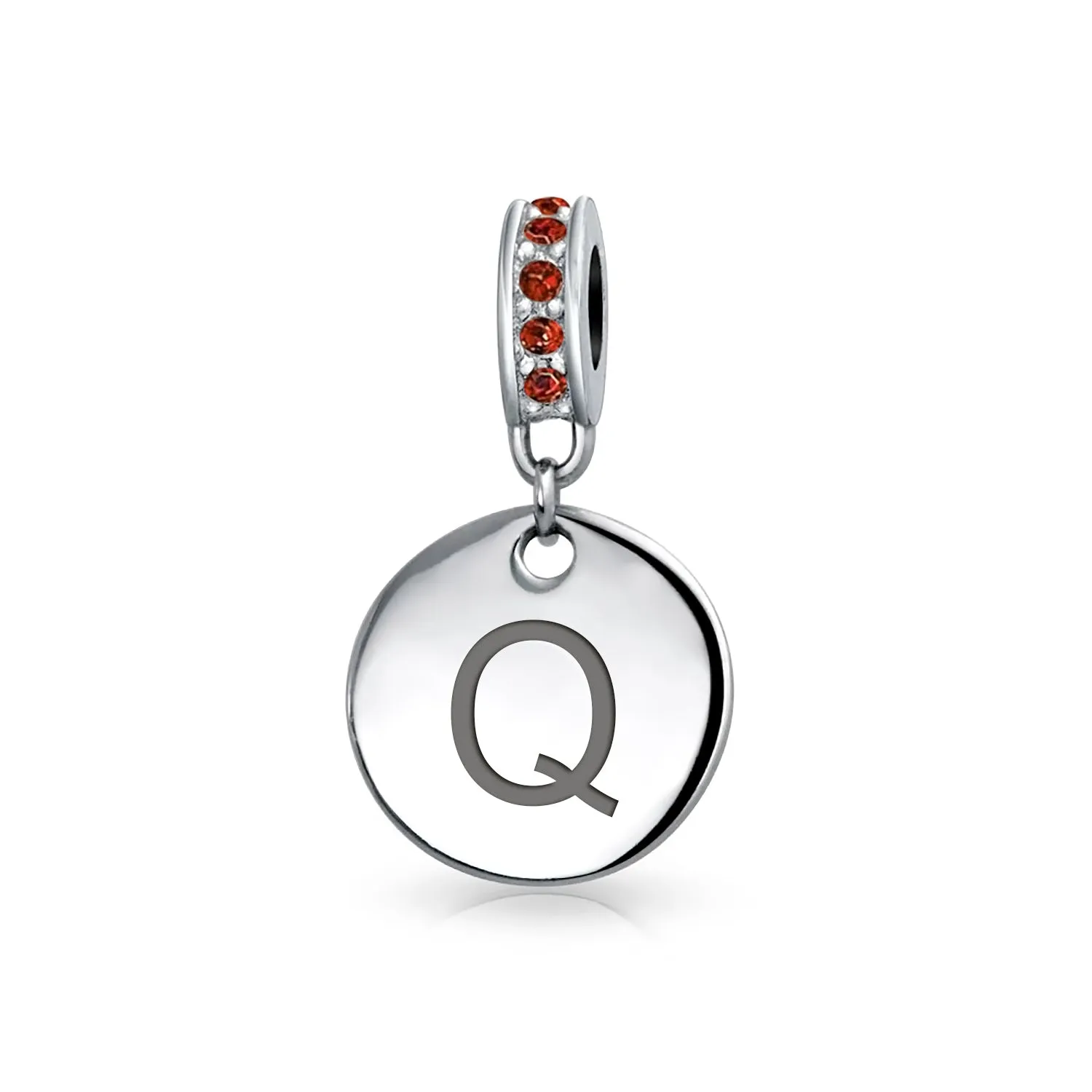 Initial Alphabet Bead Charm A-Z Monogram Red Crystal Dangle for European Bracelet