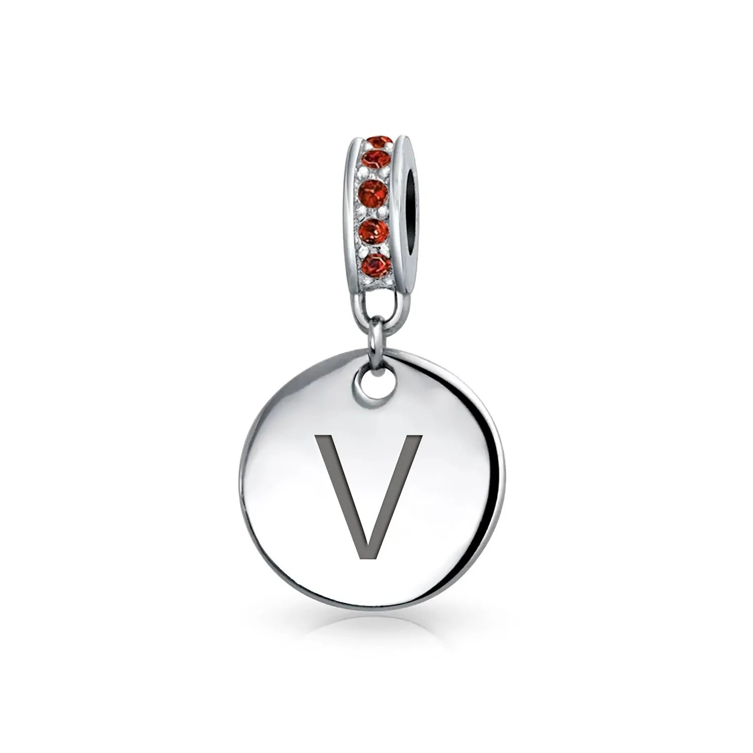 Initial Alphabet Bead Charm A-Z Monogram Red Crystal Dangle for European Bracelet