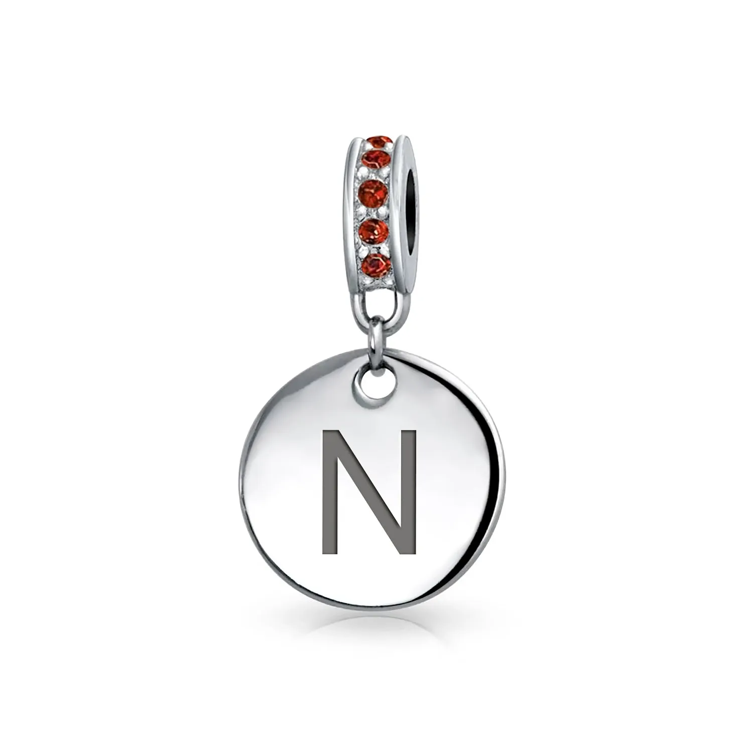 Initial Alphabet Bead Charm A-Z Monogram Red Crystal Dangle for European Bracelet