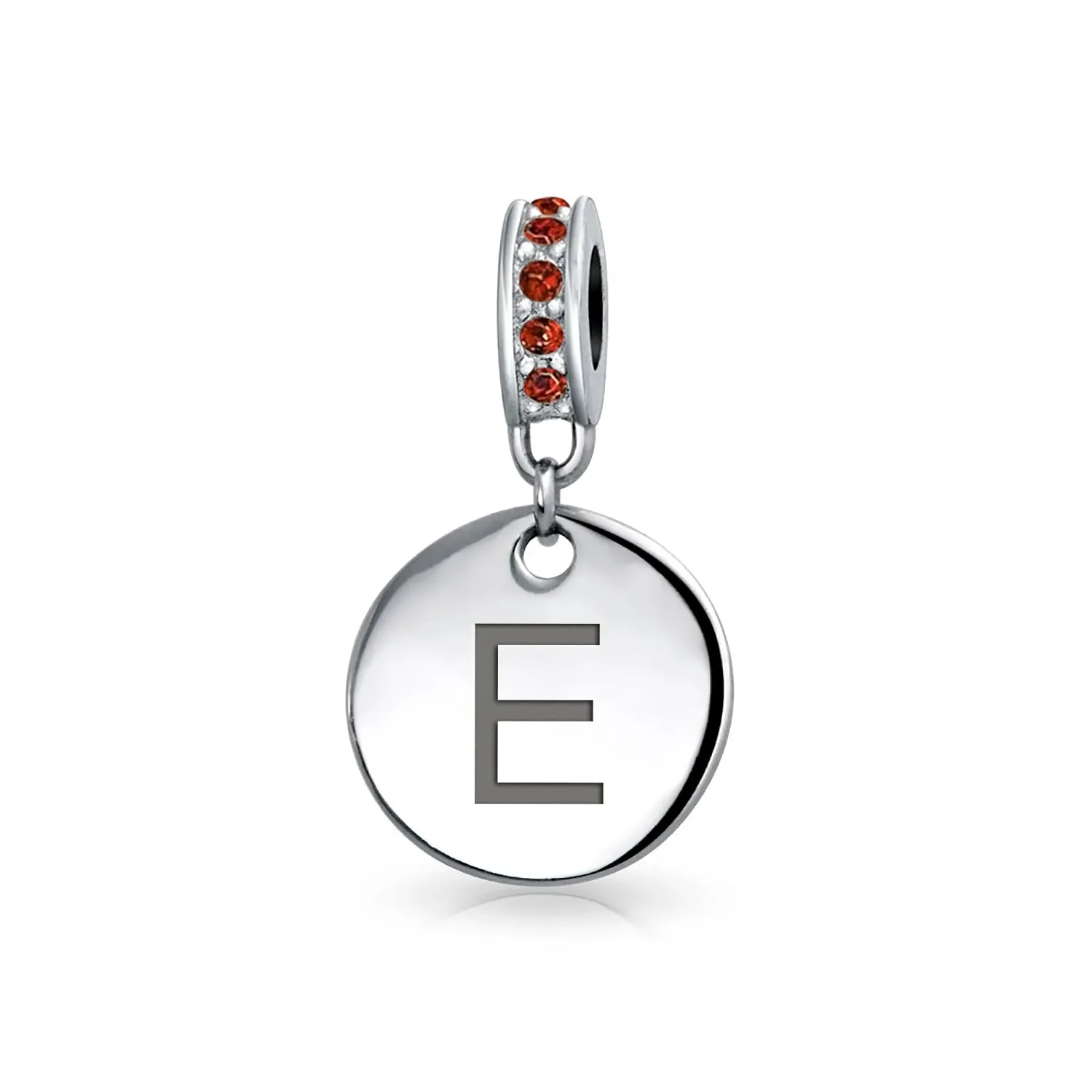 Initial Alphabet Bead Charm A-Z Monogram Red Crystal Dangle for European Bracelet