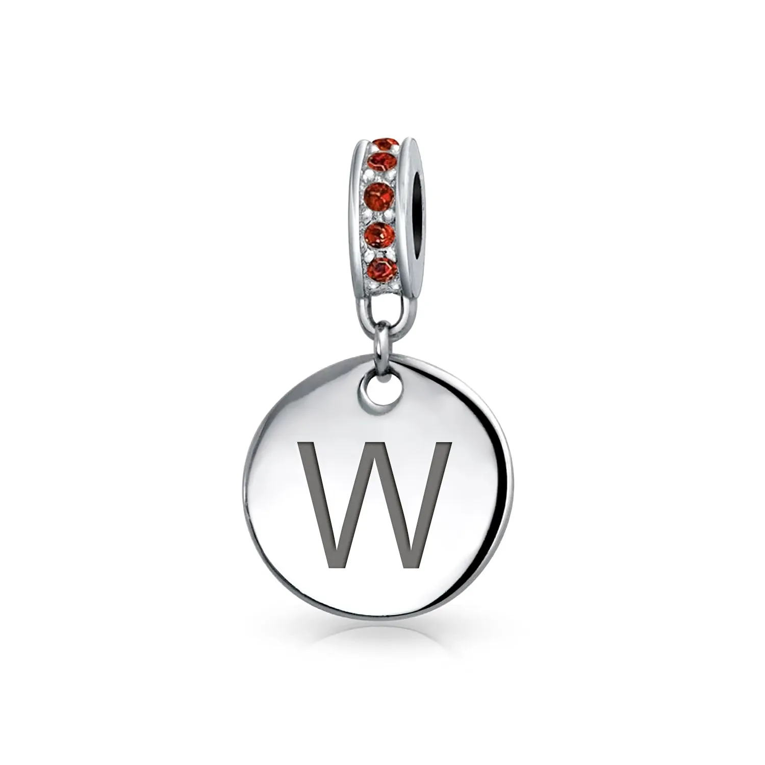 Initial Alphabet Bead Charm A-Z Monogram Red Crystal Dangle for European Bracelet