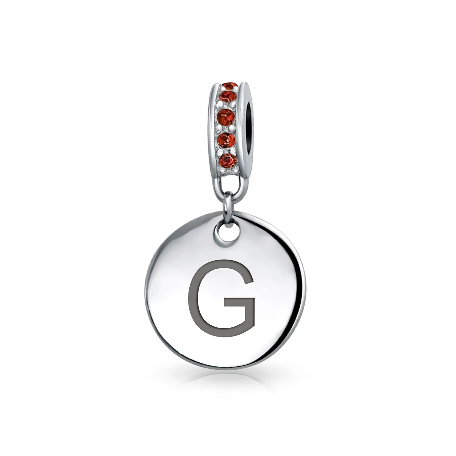 Initial Alphabet Bead Charm A-Z Monogram Red Crystal Dangle for European Bracelet