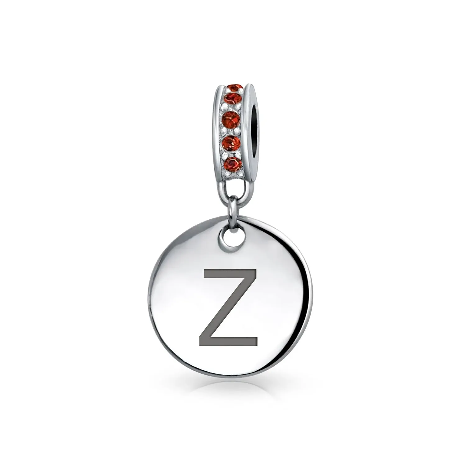 Initial Alphabet Bead Charm A-Z Monogram Red Crystal Dangle for European Bracelet