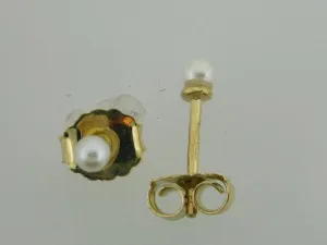 JBR64- 19.2k Portuguese Gold Pearl Stud Kids Earrings