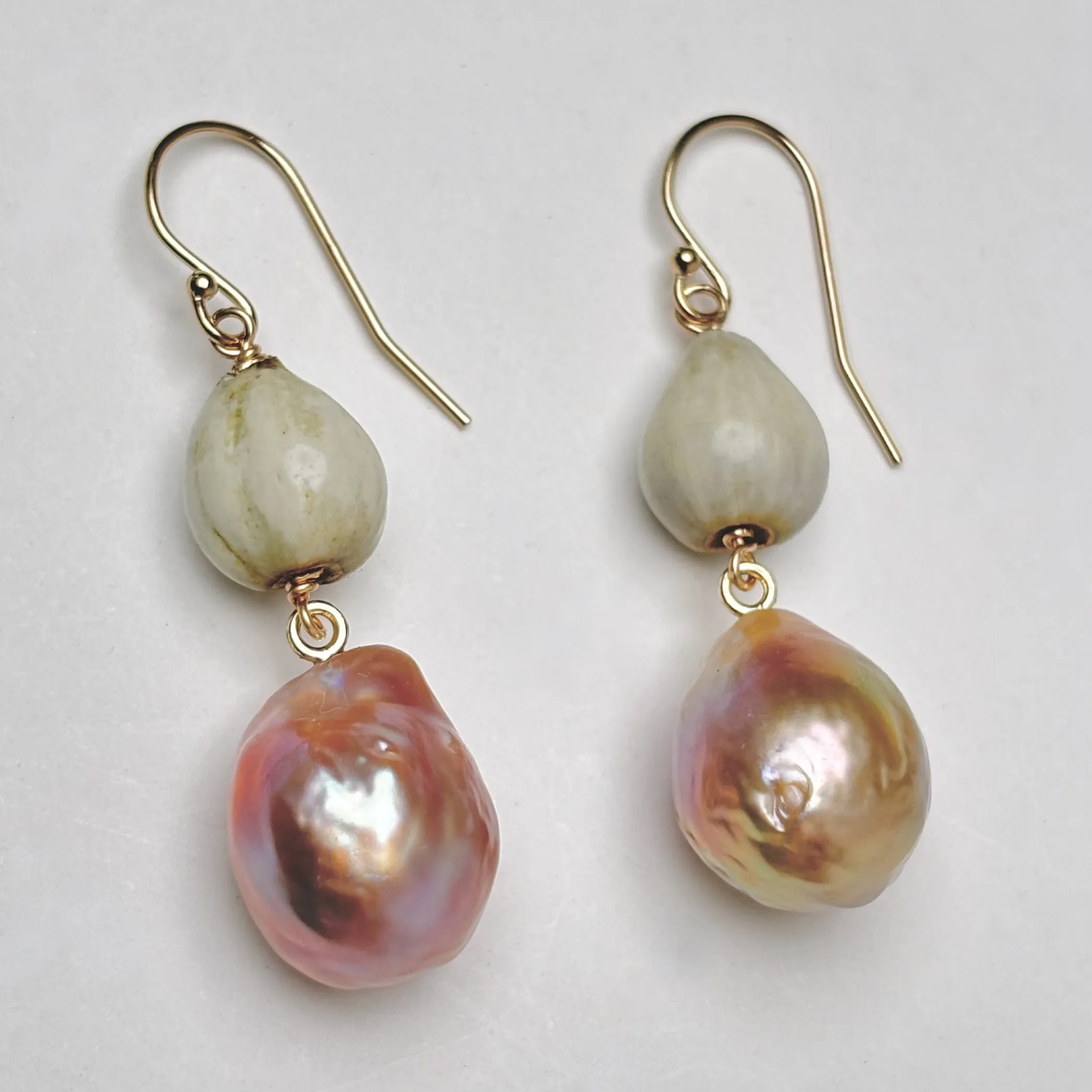 Job's Tears and Japan Kasumi pearl earrings