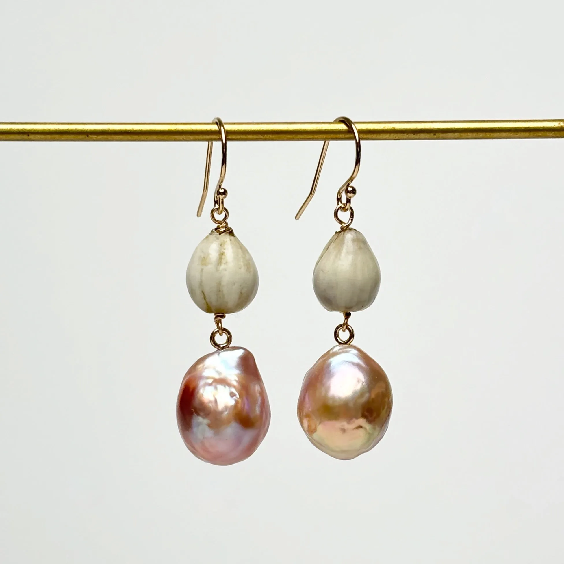 Job's Tears and Japan Kasumi pearl earrings