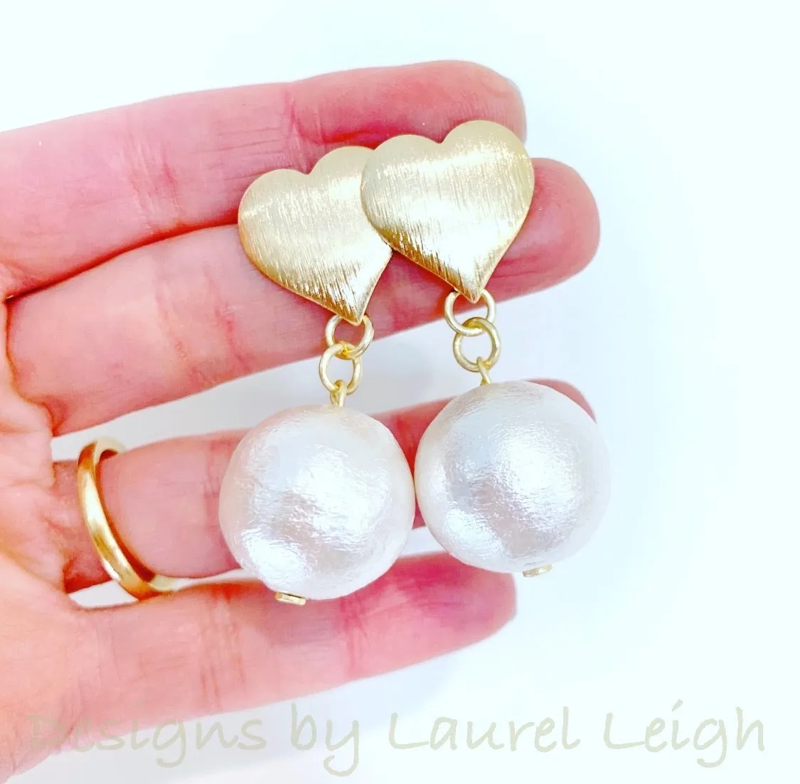 Jumbo Pearl & Heart Statement Earrings