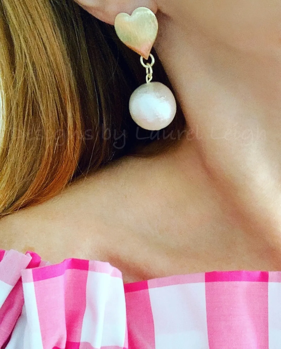 Jumbo Pearl & Heart Statement Earrings