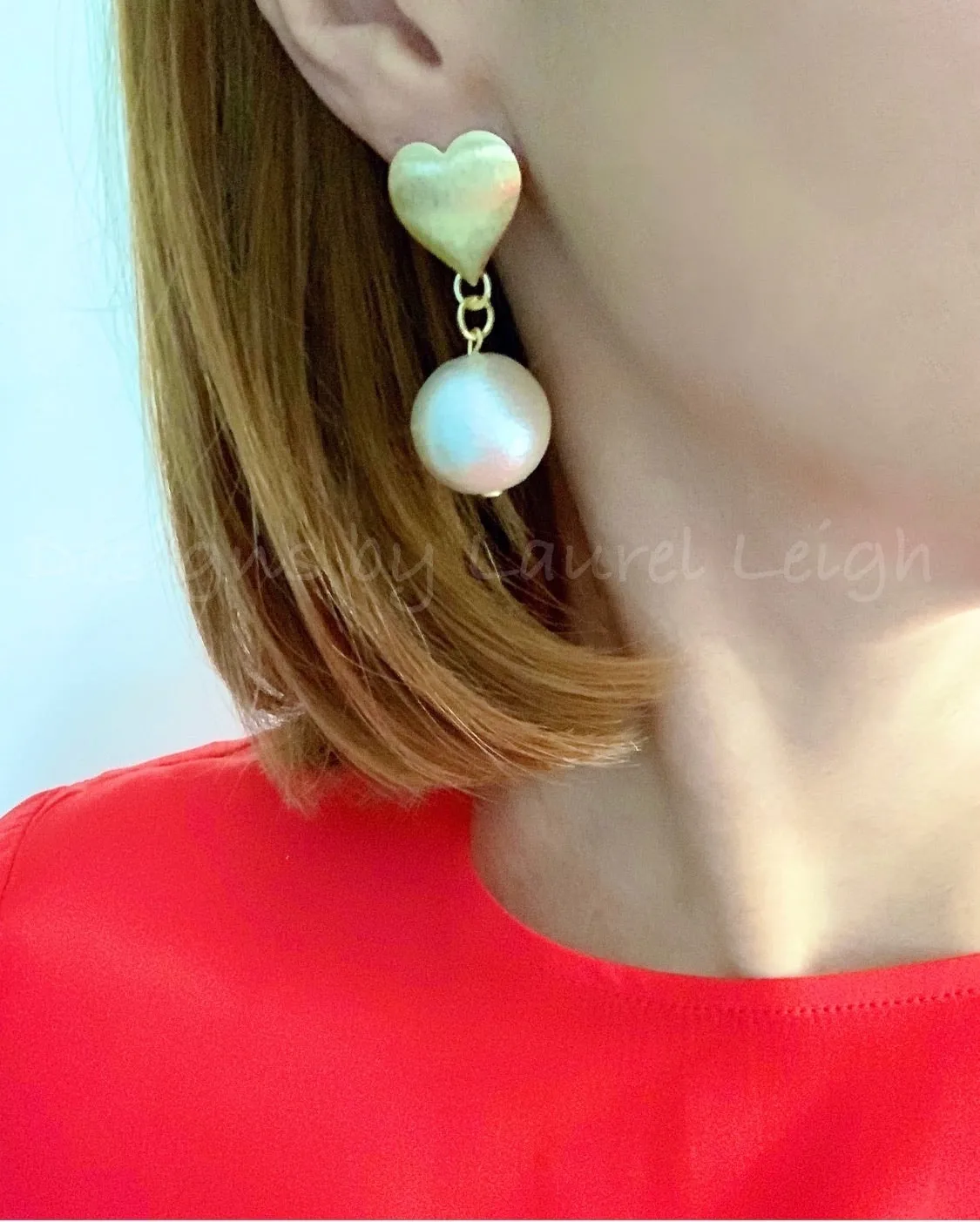 Jumbo Pearl & Heart Statement Earrings