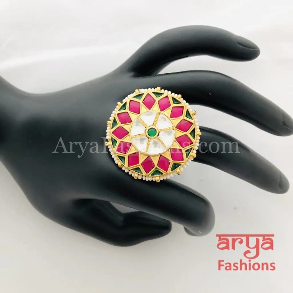 Kundan Jadau Ring/ Rajwadi Statement Ring