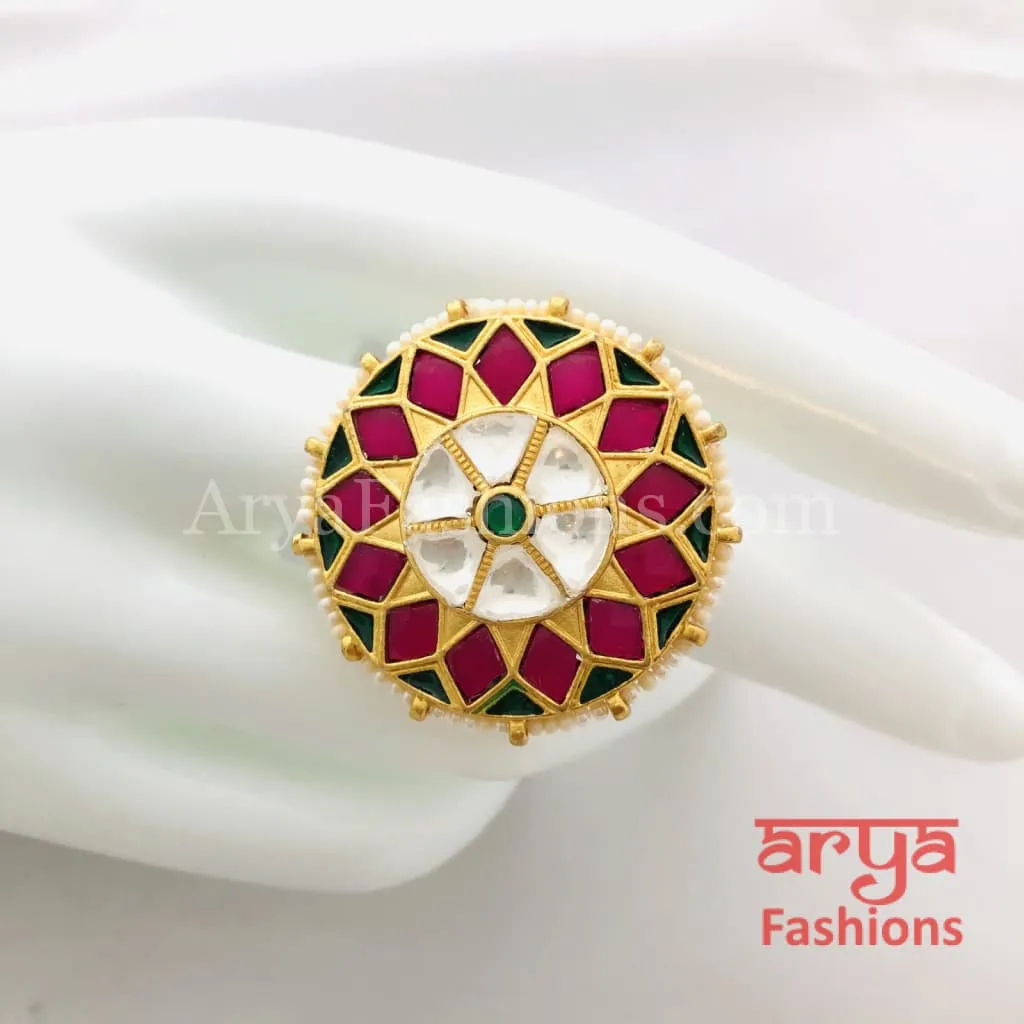 Kundan Jadau Ring/ Rajwadi Statement Ring